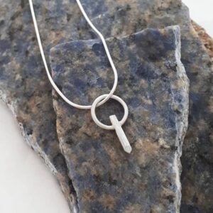 Sterling Crystal-Shaped Pendant with 18” Chain