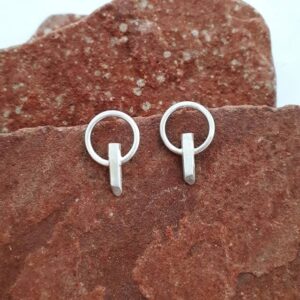 Sterling  Crystal and Circle (Studs)