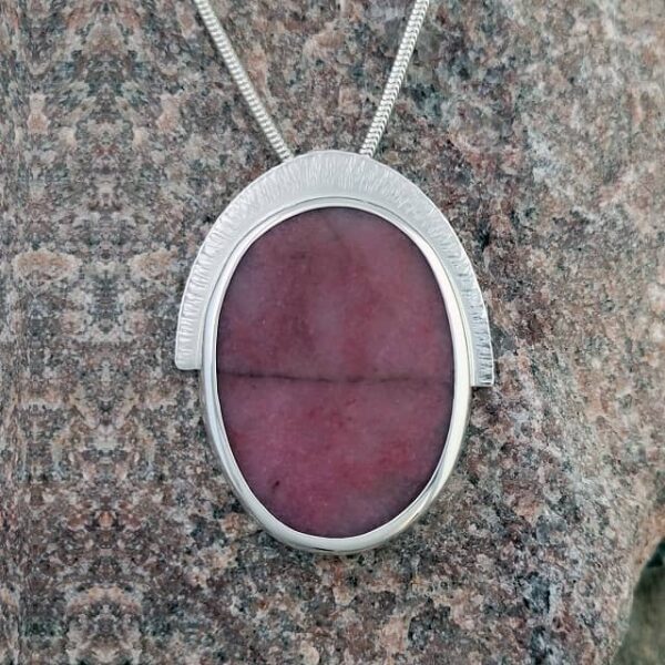 Large Rhodonite Necklace in Sterling